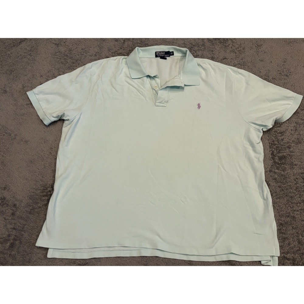 Vintage Polo Ralph Lauren Shirt Mens 3XB Blue Short Sleeve Cotton Rugby Preppy